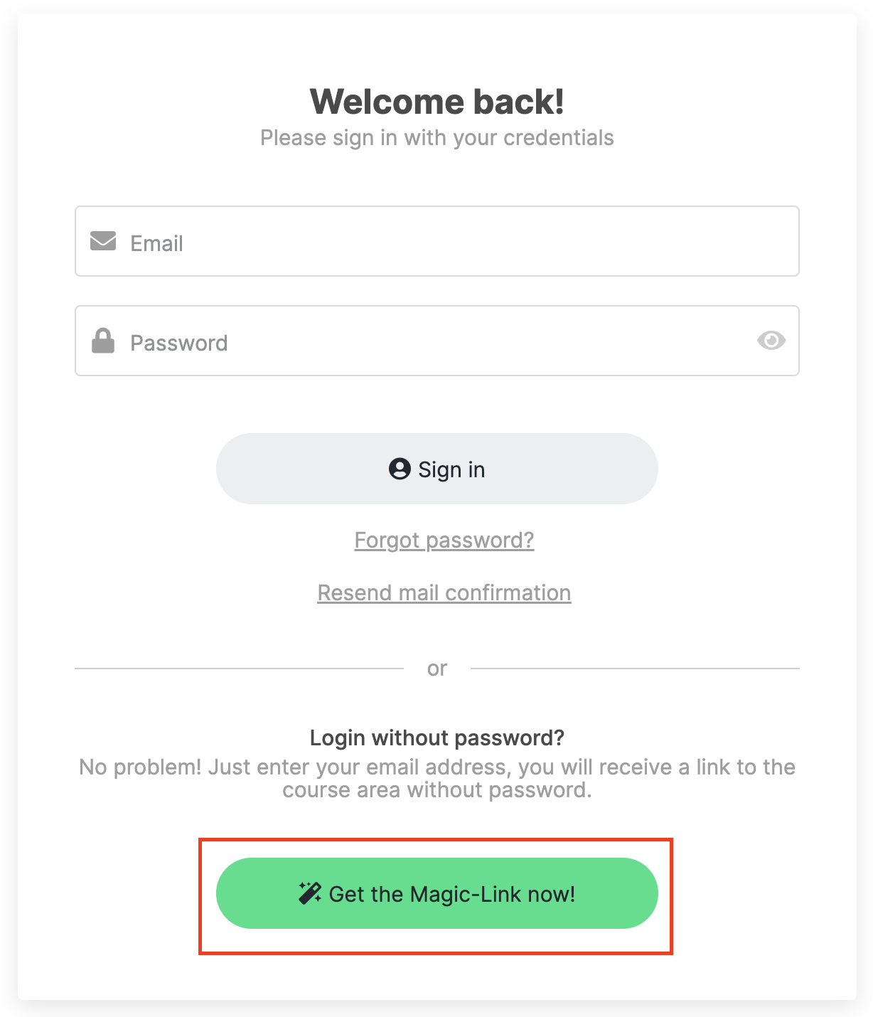 Logging in with Magic Link