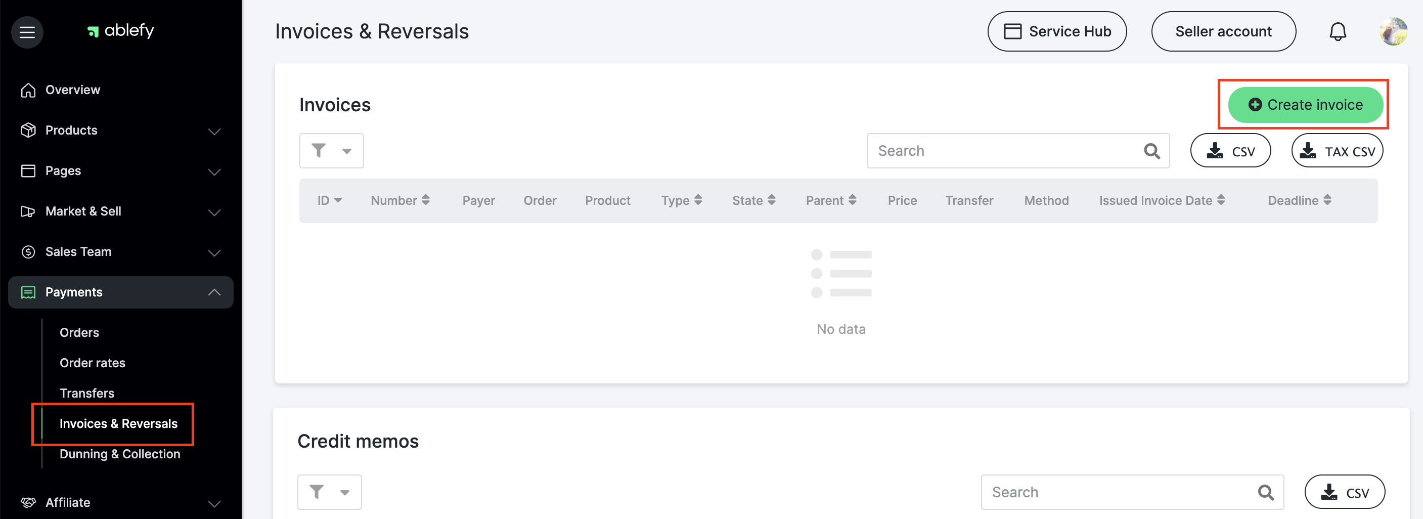 Create invoices manually