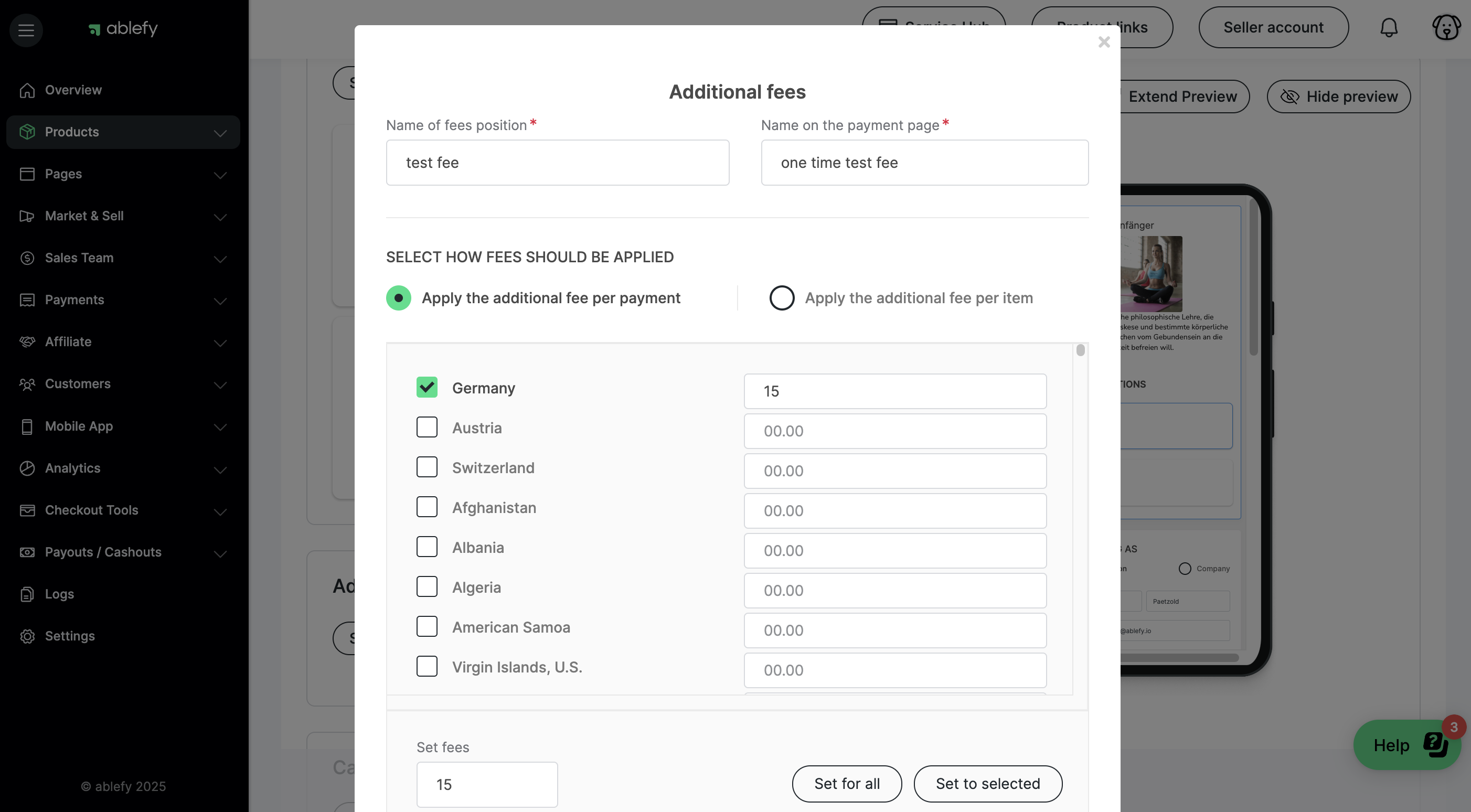 Display costs & fees separately